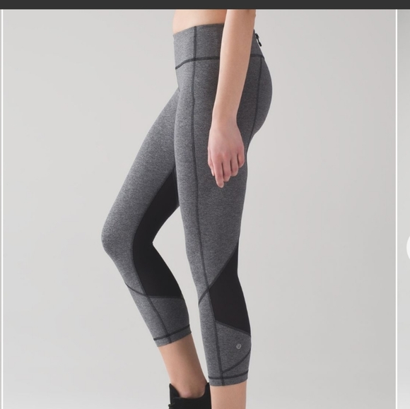 Lululemon Pace Rival Crop *22" Heathered Black / Black - Picture 2 of 16